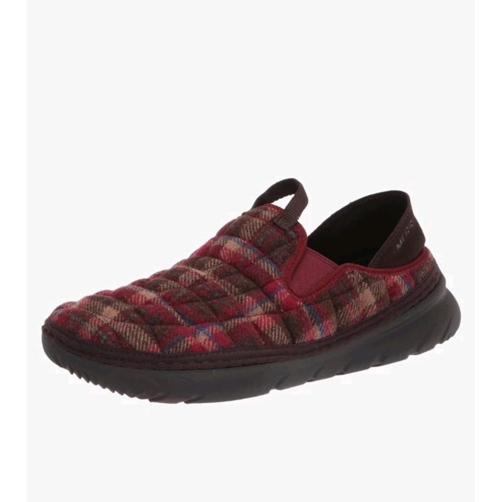 Merrell Womens Wool‎ Red Plaid Moccasin Expresso Slipper Moc Hard Sole Size 9